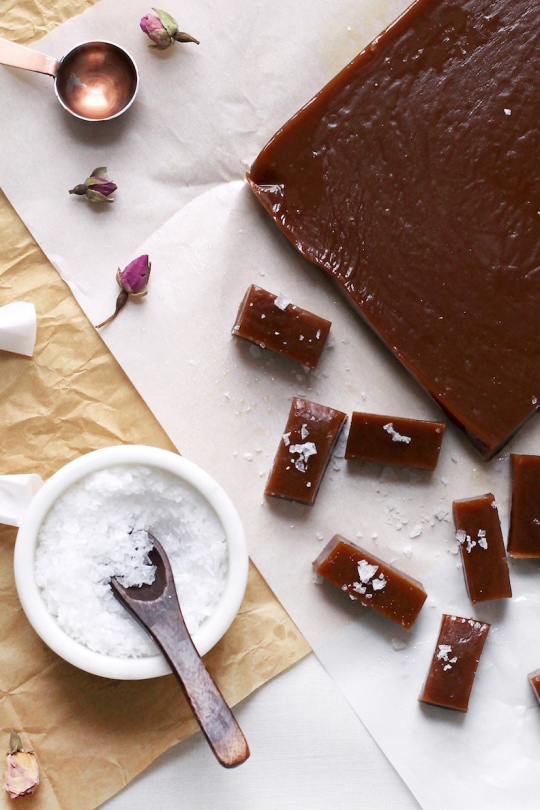 rose infused caramels recipe - sugar and cloth 