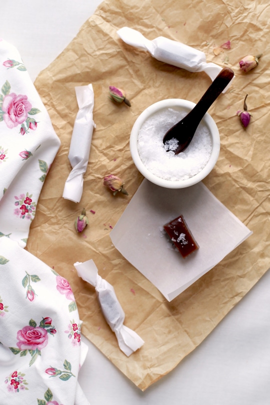 rose infused caramels recipe - sugar and cloth 