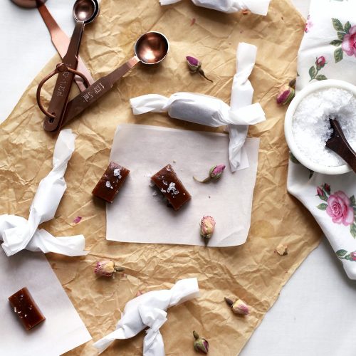 rose infused caramels recipe - sugar and cloth