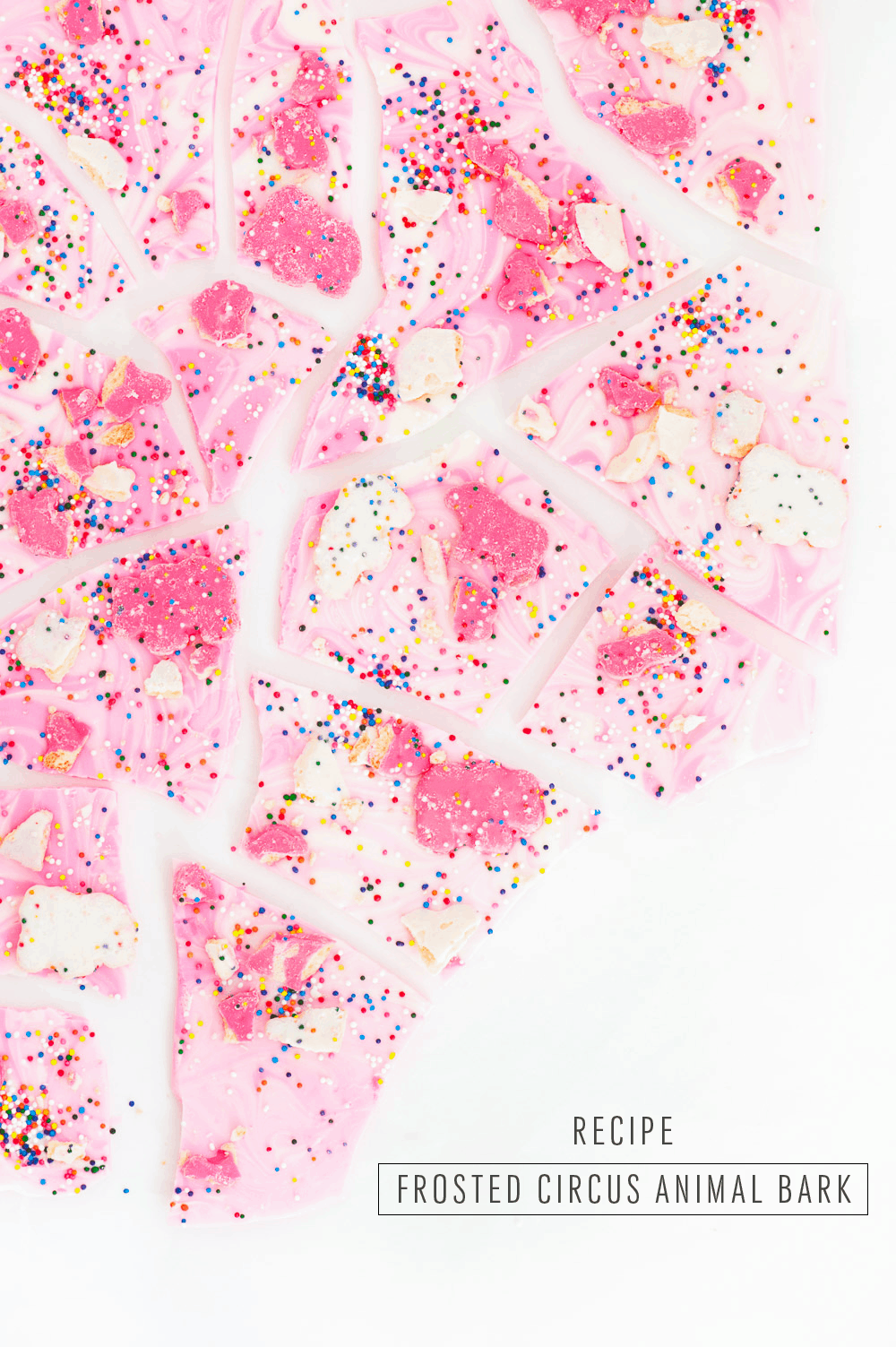 Simple frosted circus animal cookie bark recipe - sugar and cloth