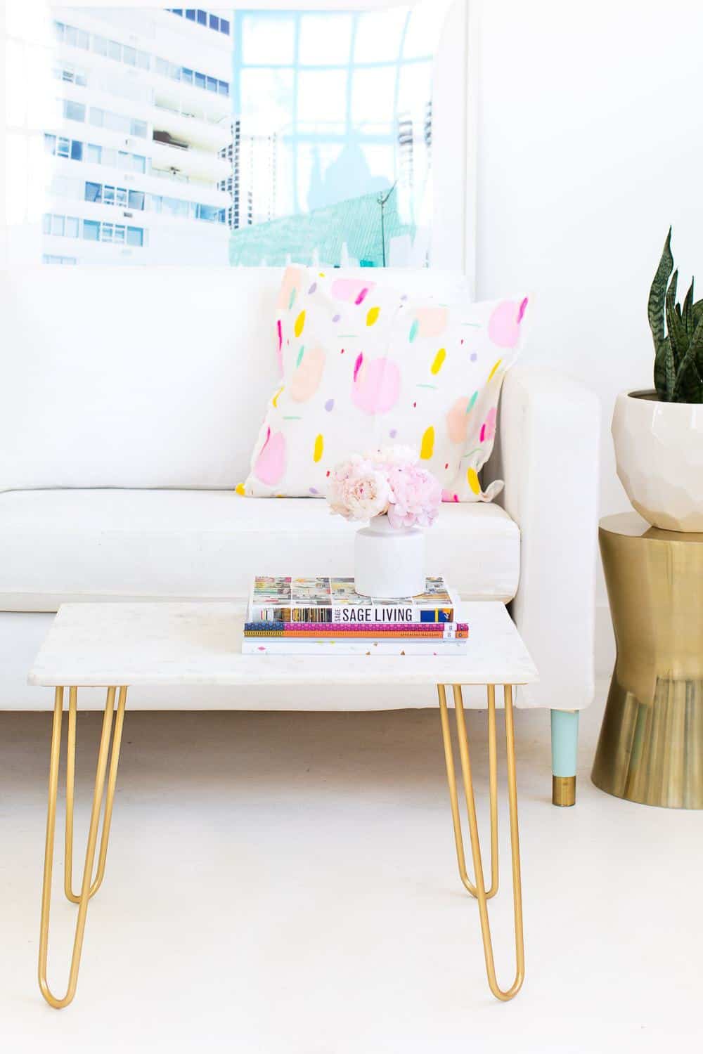 DIY marble and gold side table - sugar and cloth - home decor ideas