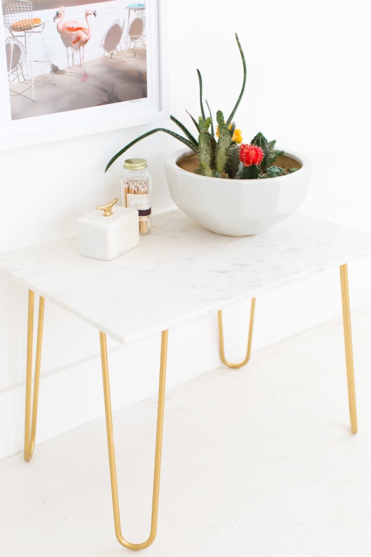 Gold Accent Table with Marble Top sugar and cloth - home decor ideas by Houston Blogger Ashley Rose #homedecor #decor #gold #diy #doityourself #tabletop #marble #sidetable #table