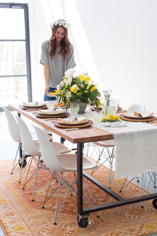 DIY Napkins and A Modern Spring Tablescape - sugar and cloth - easter - spring