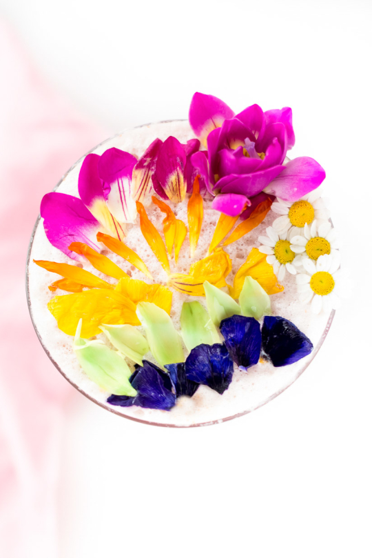 colorful cocktail - edible cocktail flowers