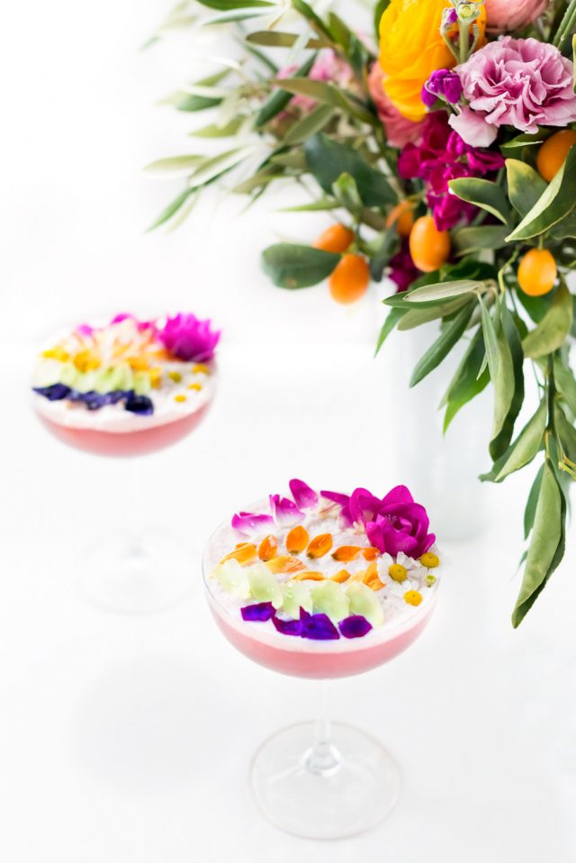 Edible Flower Rainbow Sour Cocktail Recipe
