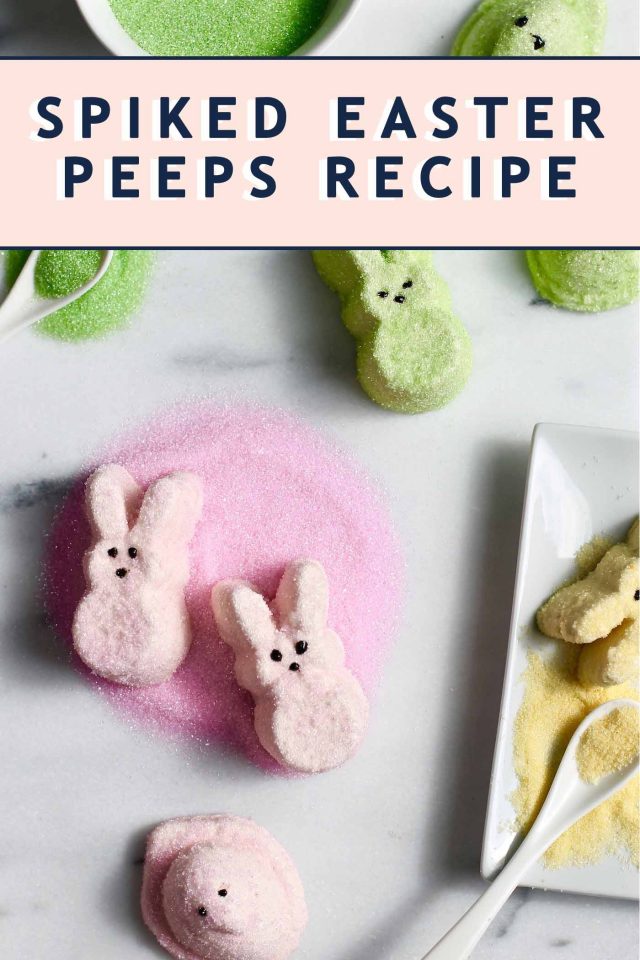 photo of the recipe card on how to make homemade spiked Easter peeps by top Houston lifestyle blogger Ashley Rose of Sugar & Cloth
