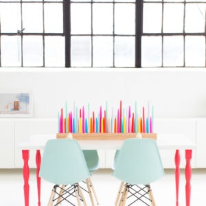 A perfectly colorful rainbow DIY taper candle holder for parties and entertaining - sugar and cloth