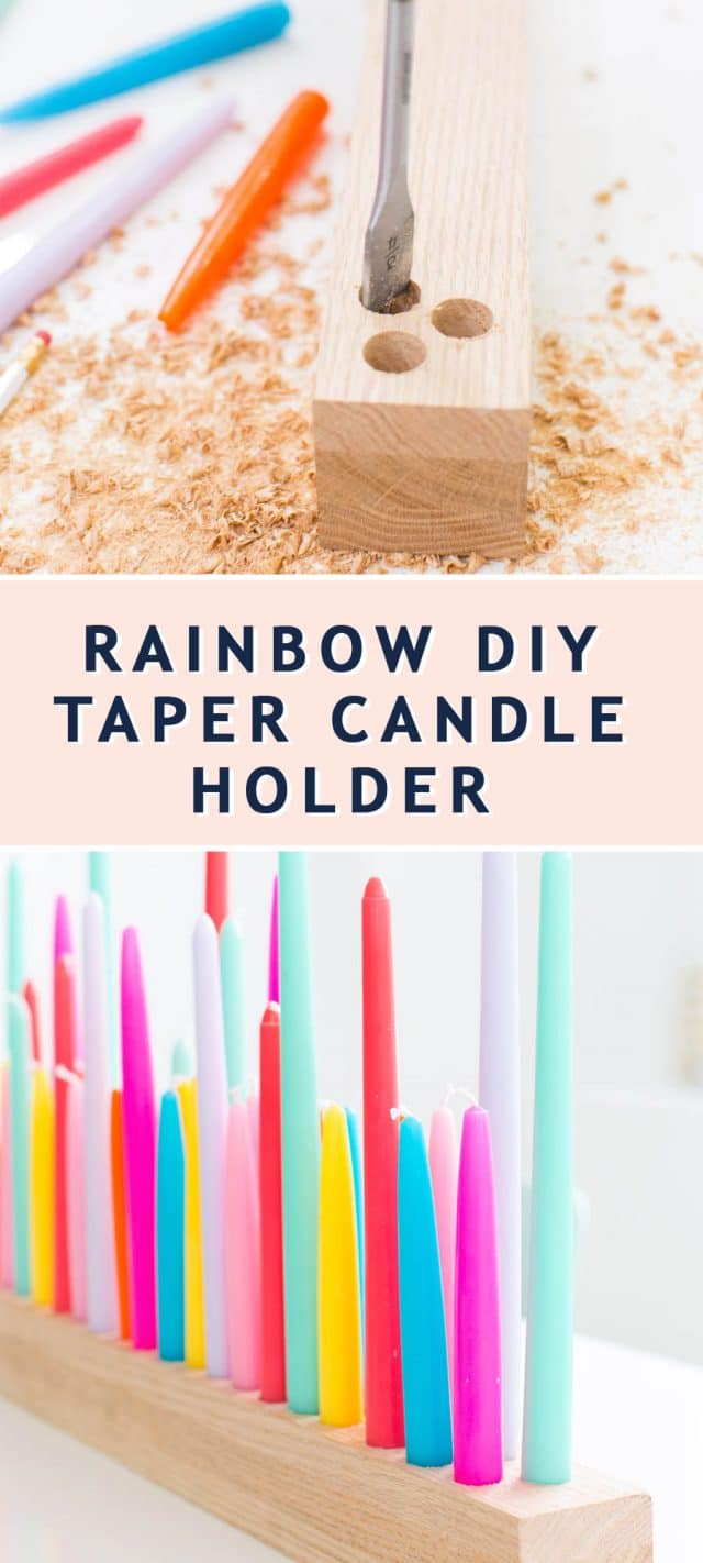 photo of how to make a Rainbow DIY Taper Candle Holder by top Houston lifestyle blogger Ashley Rose of Sugar & Cloth