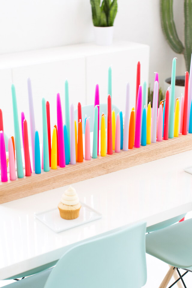 photo of how to make a Rainbow DIY Taper Candle Holder by top Houston lifestyle blogger Ashley Rose of Sugar & Cloth