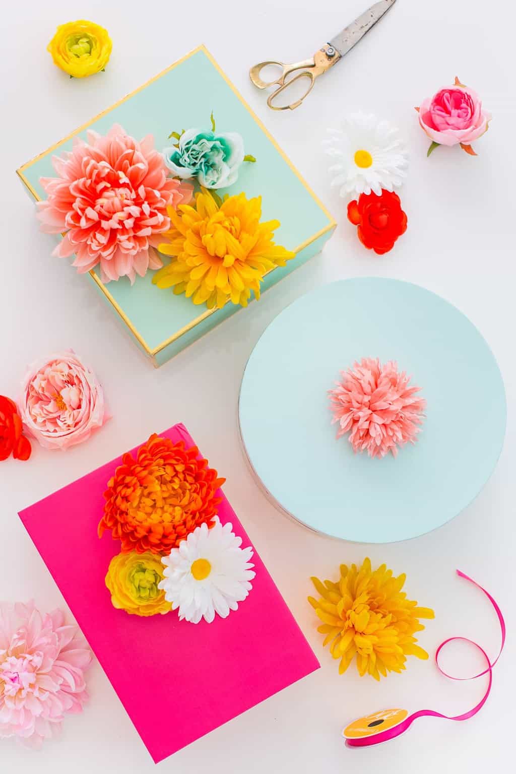 DIY Faux Flower Gift Topper Stickers
