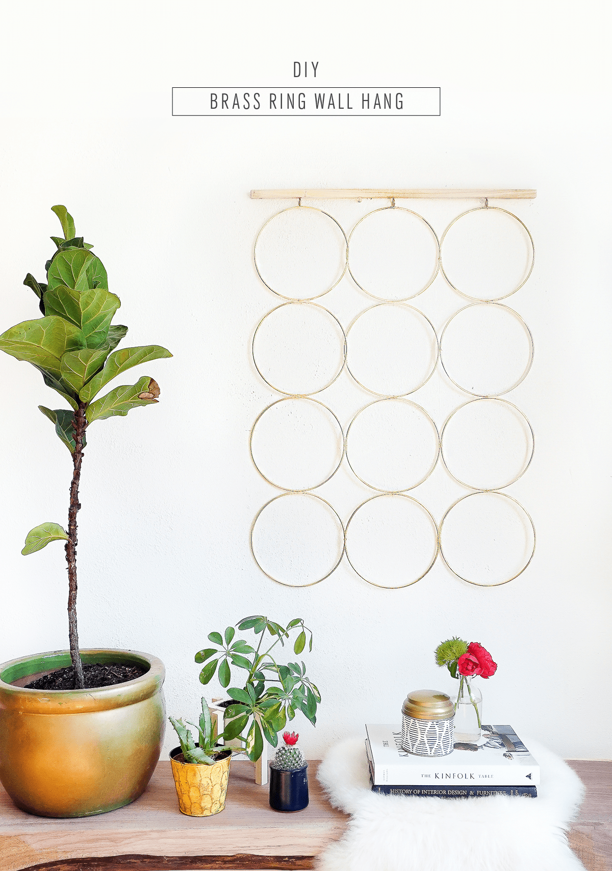 A simple and sophisticated DIY brass ring wall decor to hang at home! - sugar and cloth