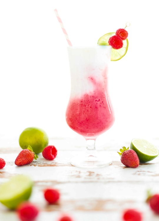 Coconut & Strawberry Raspberry Frozen Daiquiri - sugar and cloth
