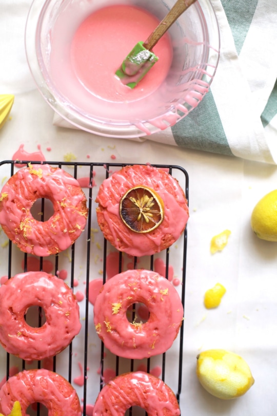 A yummy and colorful pink lemonade donuts recipe - sugar and cloth - houston blogger