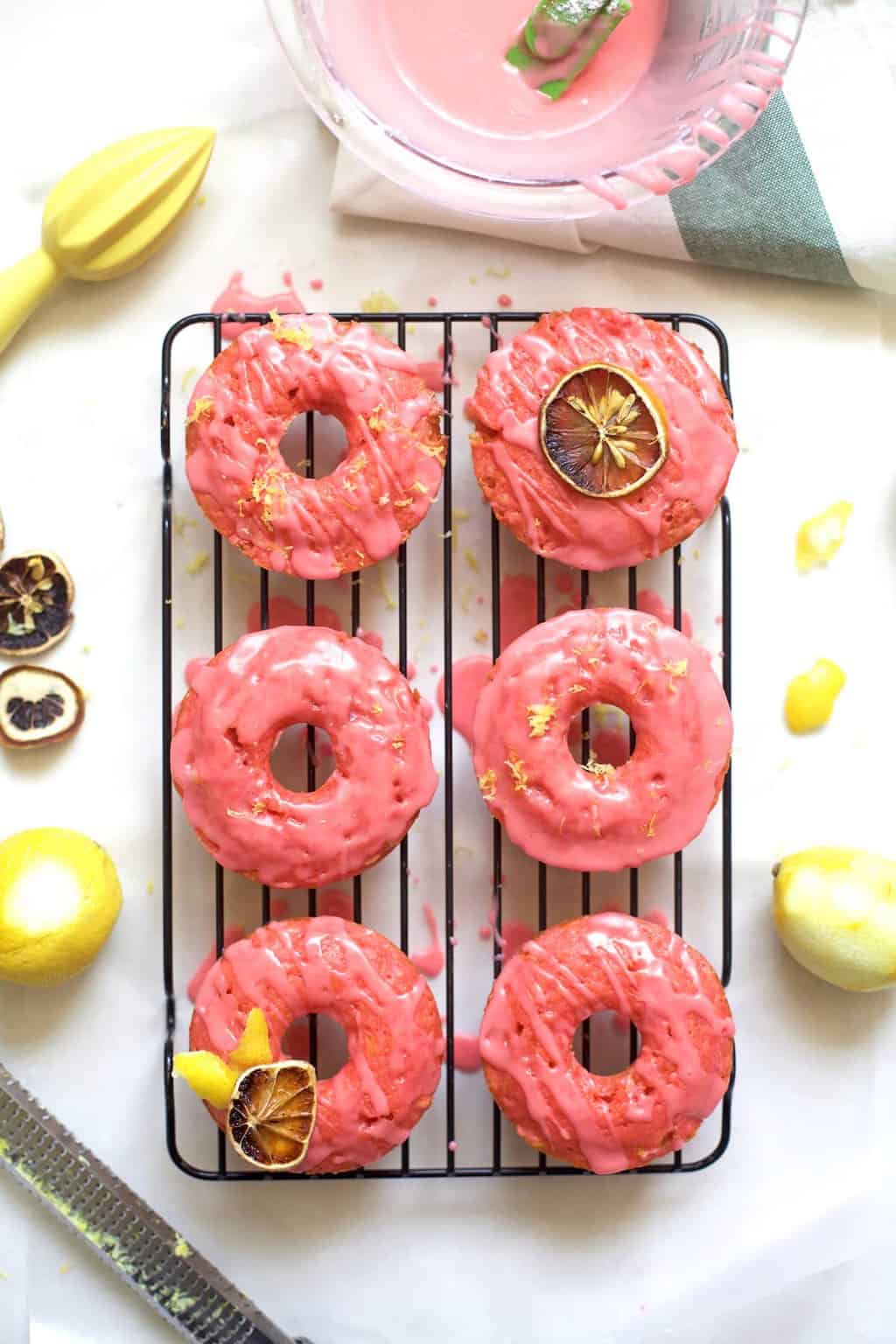 A yummy and colorful pink lemonade donuts recipe - sugar and cloth - houston blogger