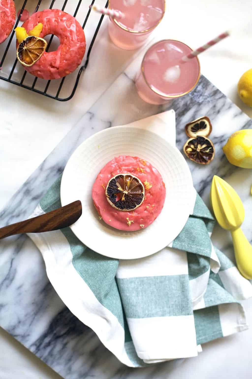 A yummy and colorful pink lemonade donuts recipe - sugar and cloth - houston blogger