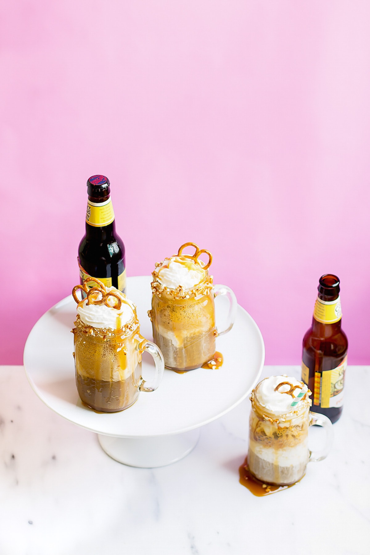 Boozy Salted Caramel Pretzel Root Beer Floats