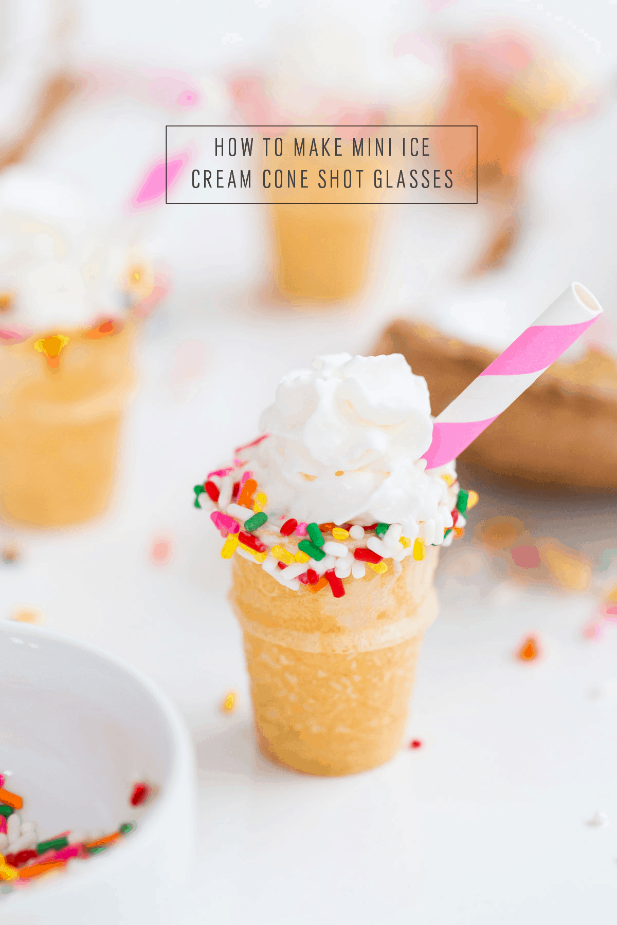 How to make mini ice cream cone shot glasses for a cute cocktail serving idea! - sugar and cloth - ashley rose - houston blogger