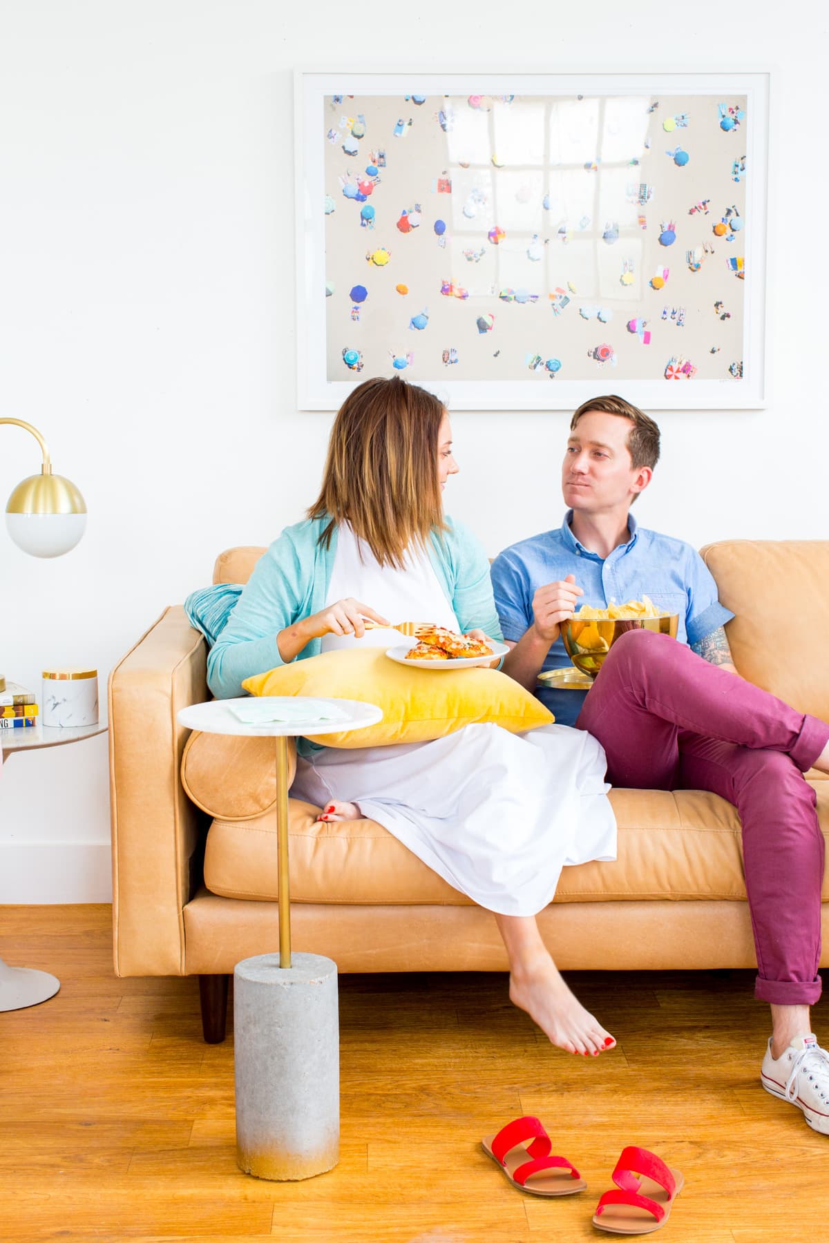 Step 7 -DIY marble and gold c table for tv dinners and snacking! - sugar and cloth - houston blogger - ashley rose #movienight #table #diytable #ctable #roundtable #marble #gold #homedecor 