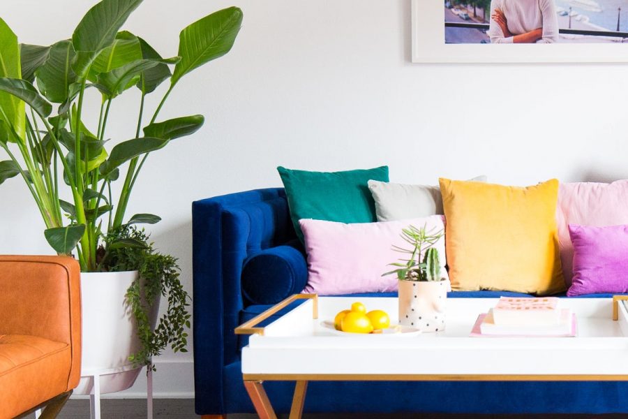 A colorful livingroom makeover: how to choose the perfect white wall - sugar and cloth - houston blogger - best DIY blog - ashley rose - Instagram