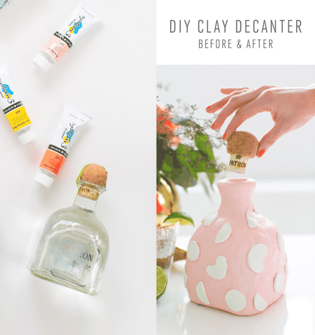 A cute statement DIY clay decanter made from an old Patron bottle! - sugar and cloth - Best DIY blog 2015 - houston - ashley rose