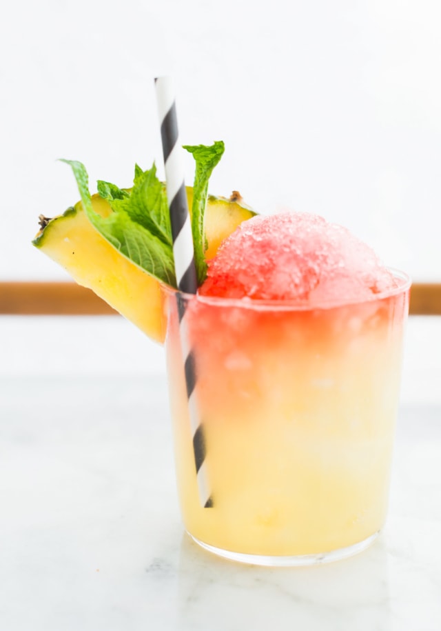 Tropical Frozen Boozy Drink Idea - Sugar & Cloth - Houston Blogger - Cocktail Recipe