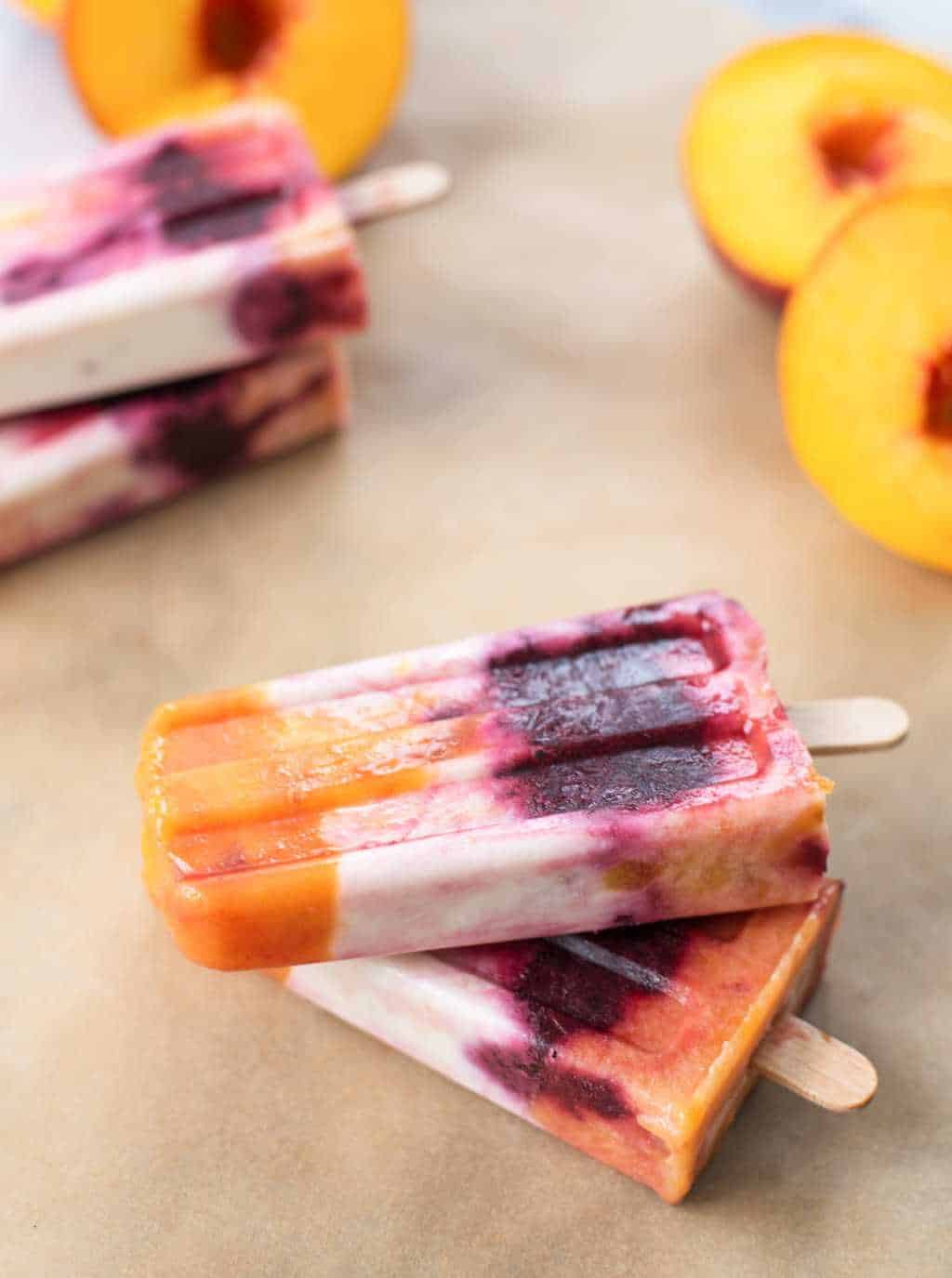 roasted peach and cherry popsicles recipe - sugar and cloth - blogger - Houston