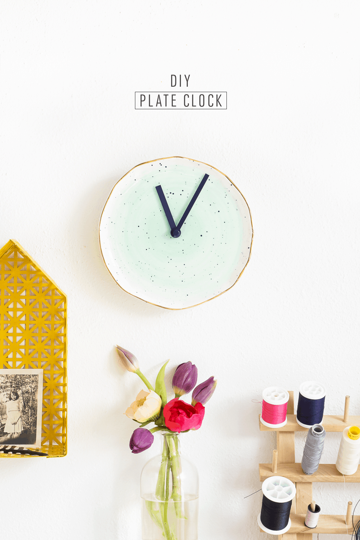DIY Plate Clock - Sugar & Cloth - Home Decor - Houston Blogger