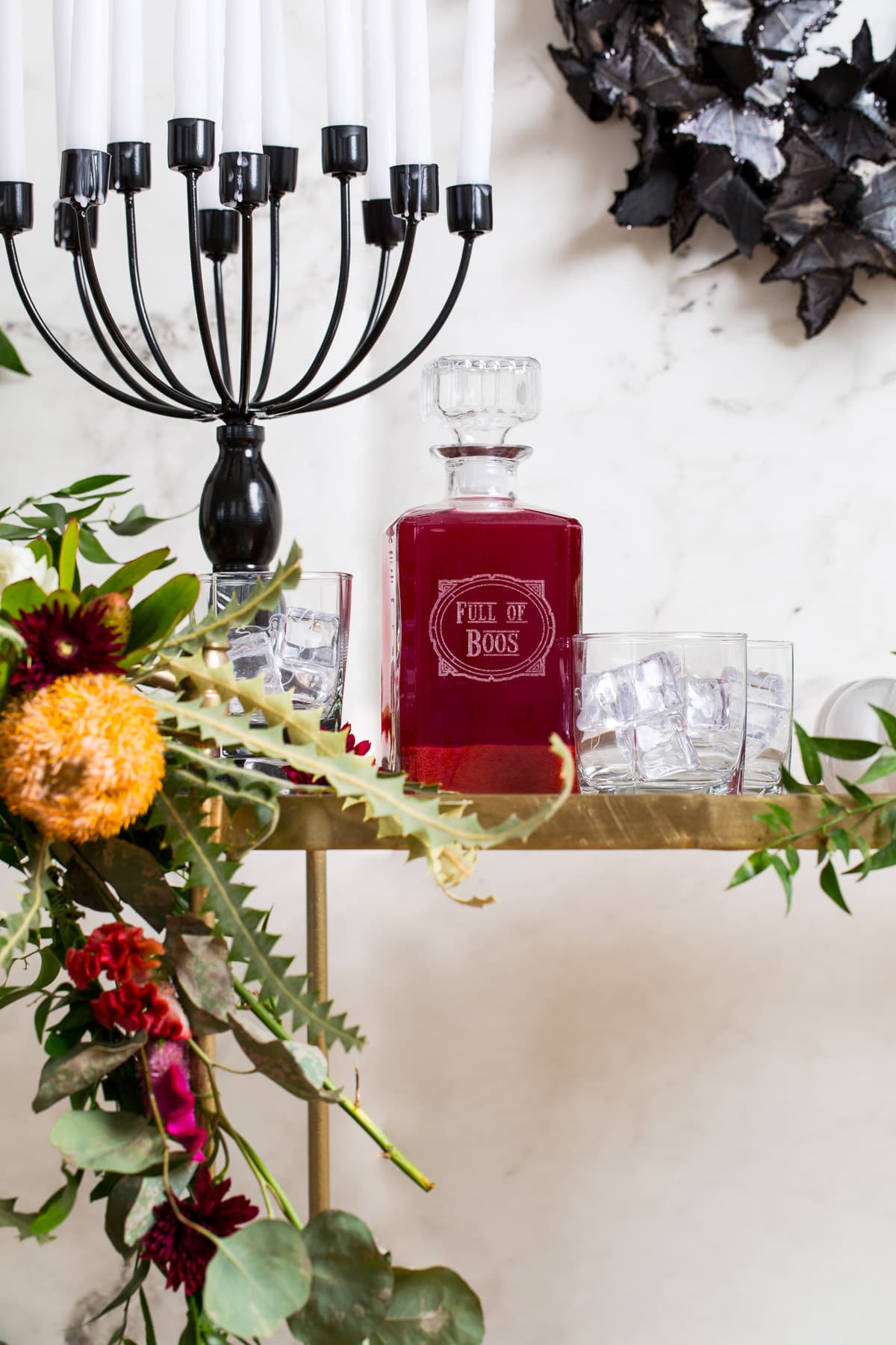 Spooky DIY Floral Bar Cart - Sugar & Cloth - Halloween - Houston Blogger - Holiday