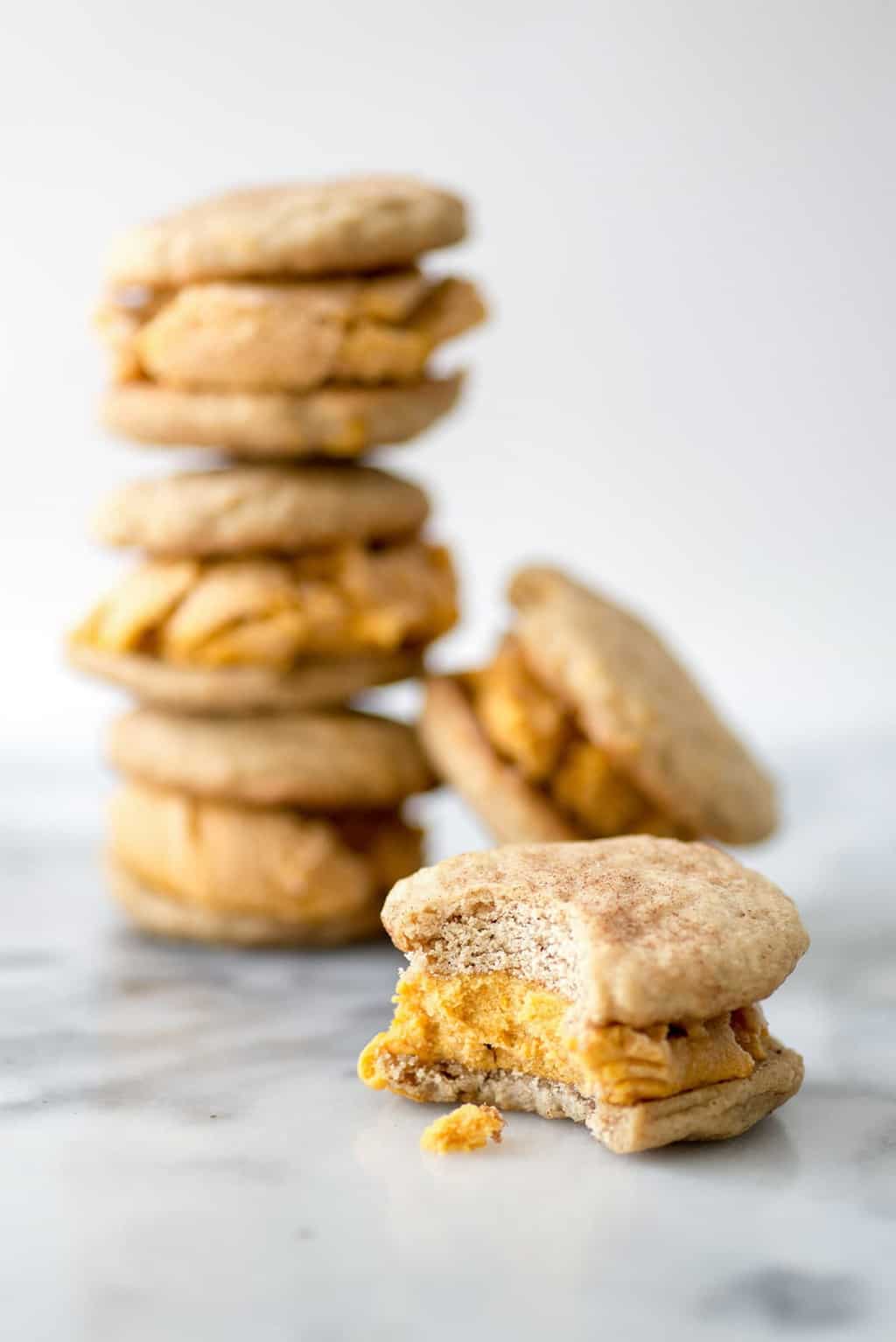 photo of by top Snickerdoodle Pumpkin Ice Cream Sandwiches by Houston lifestyle blogger Ashley Rose of Sugar & Cloth