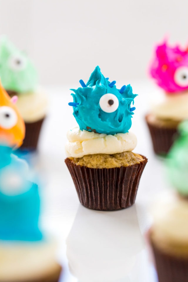 The cutest DIY truffle monster cupcake toppers you ever did see! - sugar and cloth - halloween - lindt chocolate