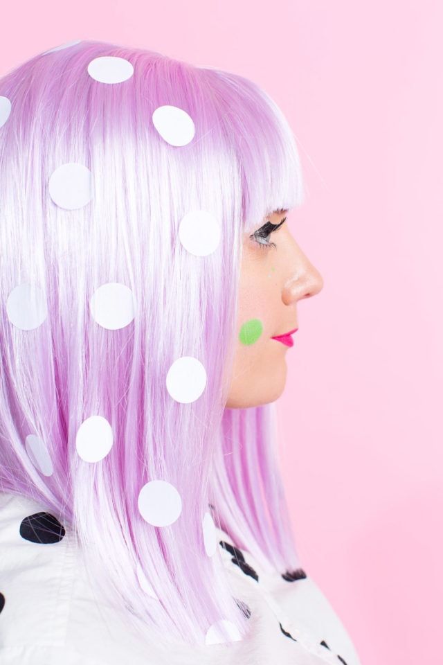 Winks & Wigs: DIY Wig and Lash Combinations for Halloween by Sugar & Cloth -lavender wig - polka dot - ideas - ashley rose - best DIY blog - houston blogger #diy #blogger #costume #halloween #diycostume #halloweencostume #wig #falsies #lastminute