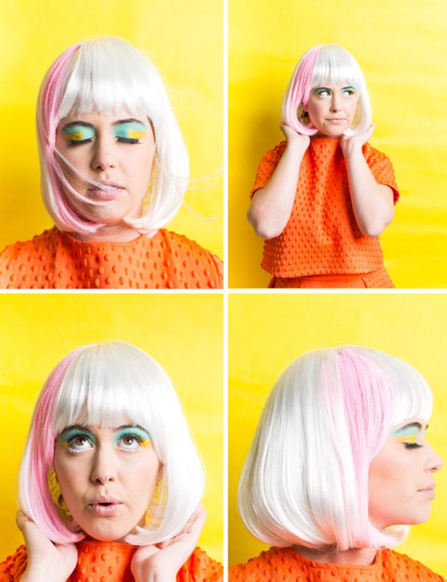 Winks & Wigs: DIY Wig and Lash Combinations for Halloween by Sugar & Cloth -lavender wig - 60's Mod - Color Block - ideas - ashley rose - best DIY blog - houston blogger #diy #blogger #costume #halloween #diycostume #halloweencostume #wig #falsies #lastminute