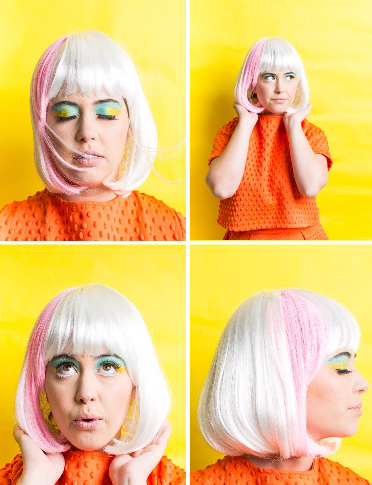 costumes with colored wigs