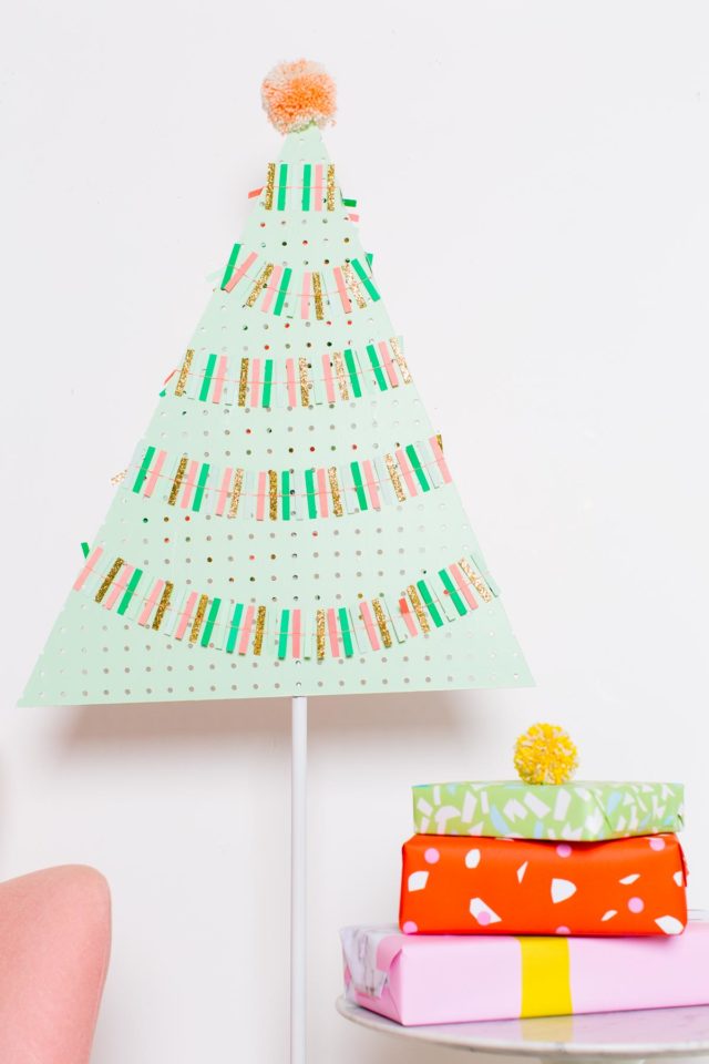 A DIY Pegboard Christmas Tree by DIY Blogger Ashley Rose of Sugar & Cloth