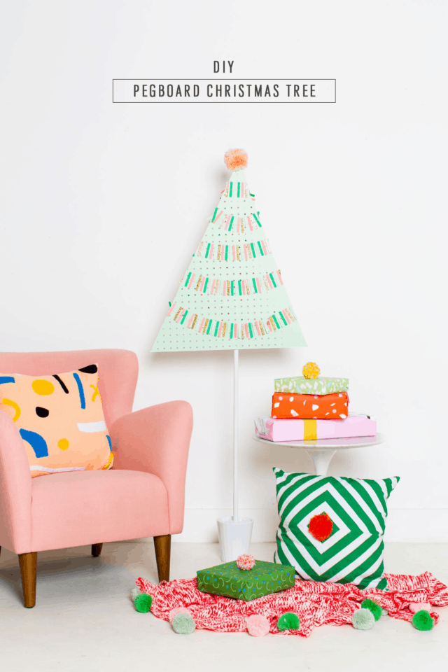 A DIY Pegboard Christmas Tree by DIY Blogger Ashley Rose of Sugar & Cloth