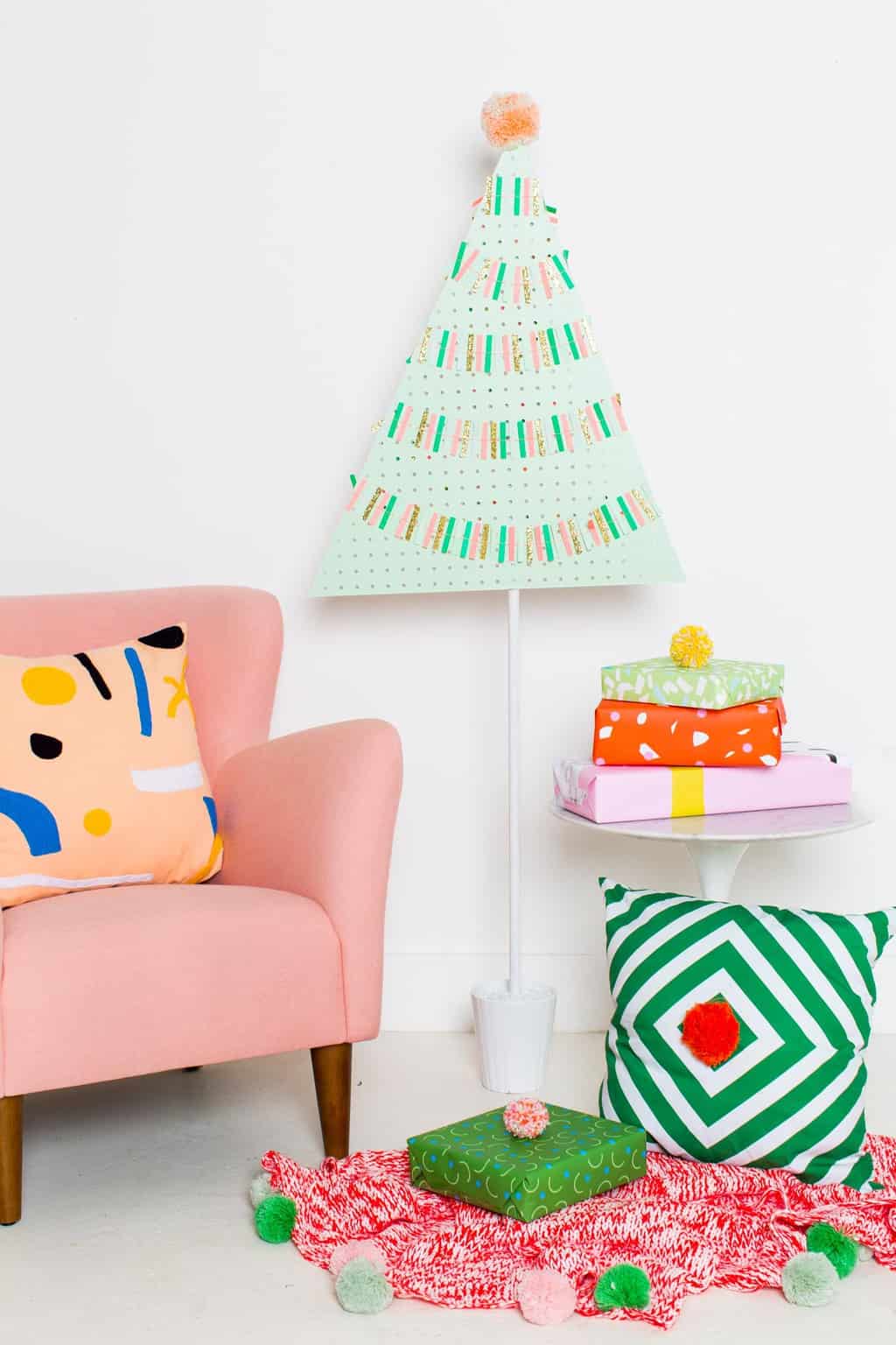 A DIY Pegboard Christmas Tree by DIY Blogger Ashley Rose of Sugar & Cloth