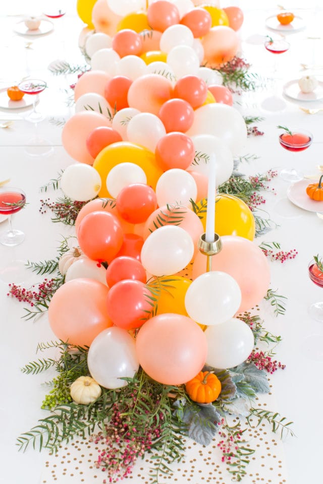 latex balloon centerpieces on the table