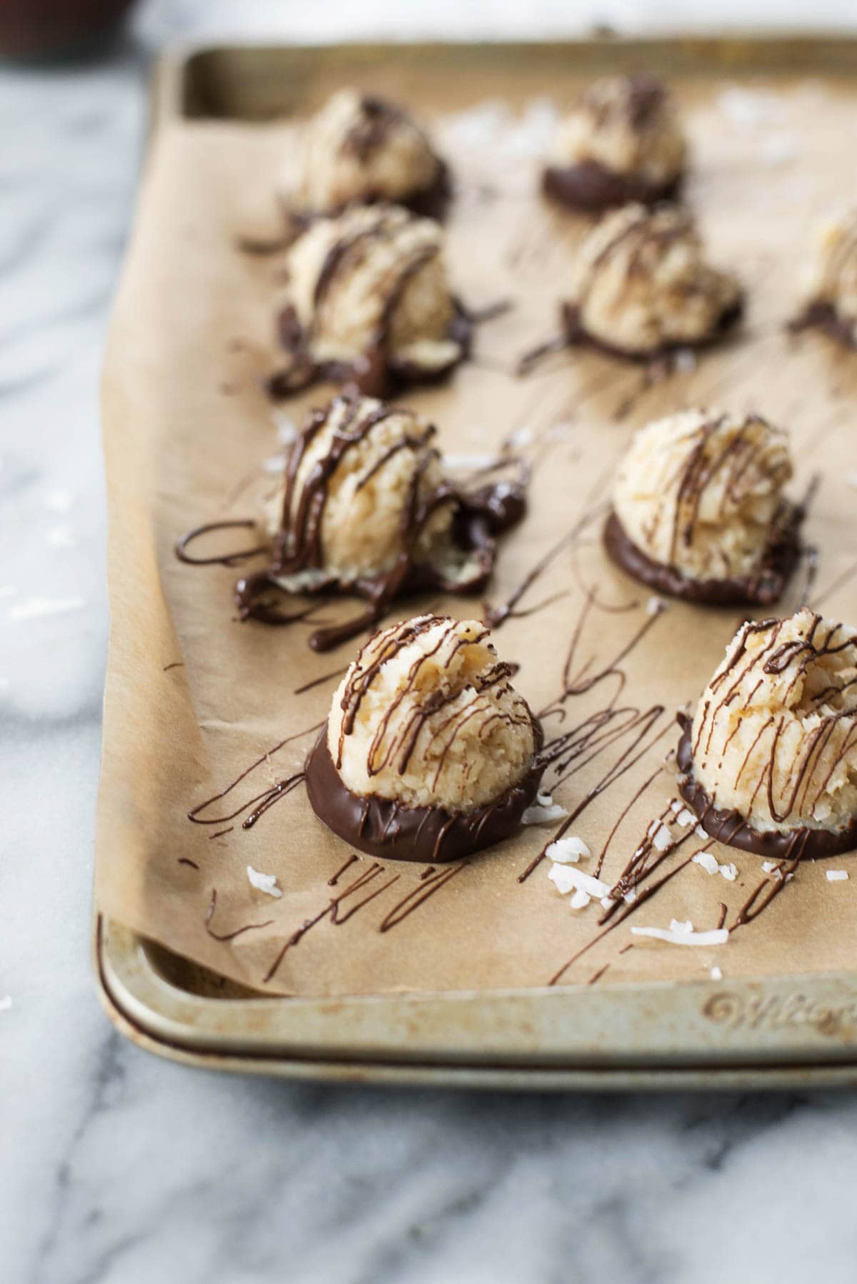 Dark Chocolate Coconut Macaroons recipe by Sugar & Cloth, an award winning DIY and lifestyle blog.