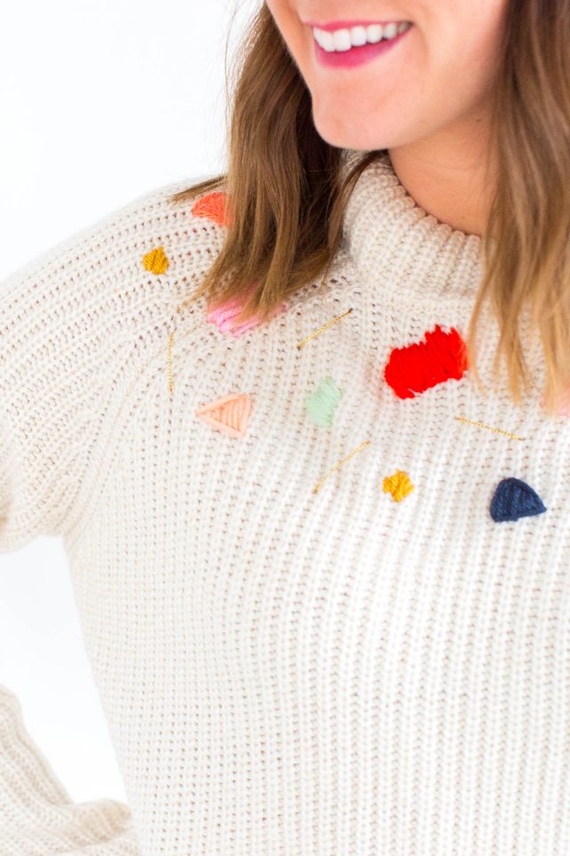 DIY Abstract Embroidered Sweater by lifestyle blogger Ashley Rose of Sugar & Cloth - Houston Influecner Blogger