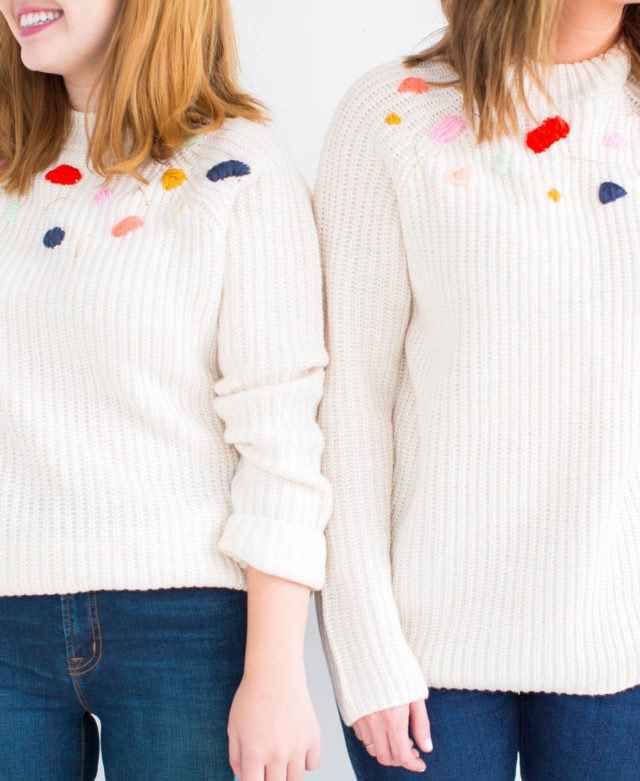 DIY Abstract Embroidered Sweater by lifestyle blogger Ashley Rose of Sugar & Cloth - Houston Influecner Blogger