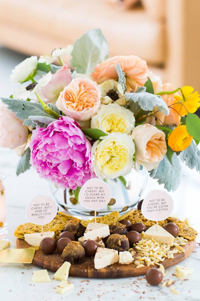 DIY Chocolate and Cheese Board Printable Love Markers by top Houston lifestyle blogger, Ashley Rose of Sugar and Cloth