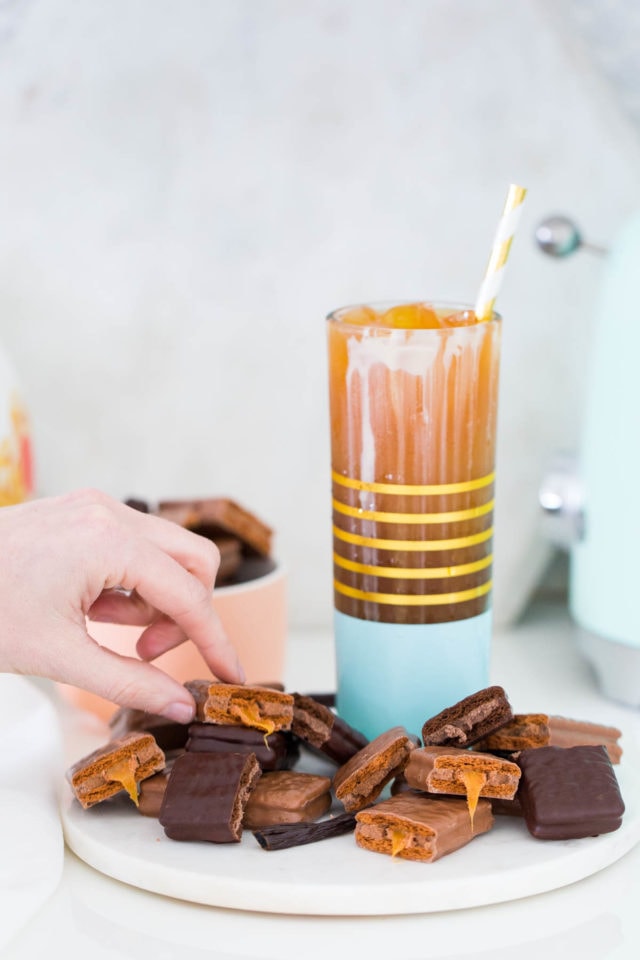 A Vanilla Bean Sparkling Iced Coffee Recipe with Tim Tam by top Houston lifestyle blogger, Ashley Rose of Sugar and Cloth