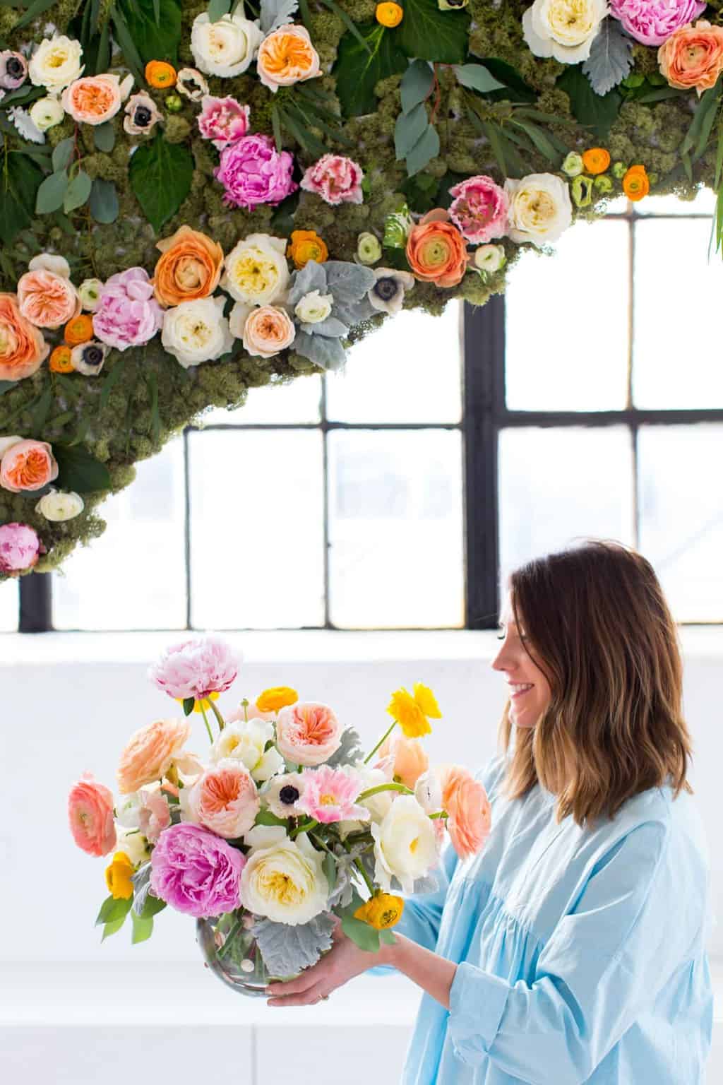 Easy DIY Hanging Flower Wall