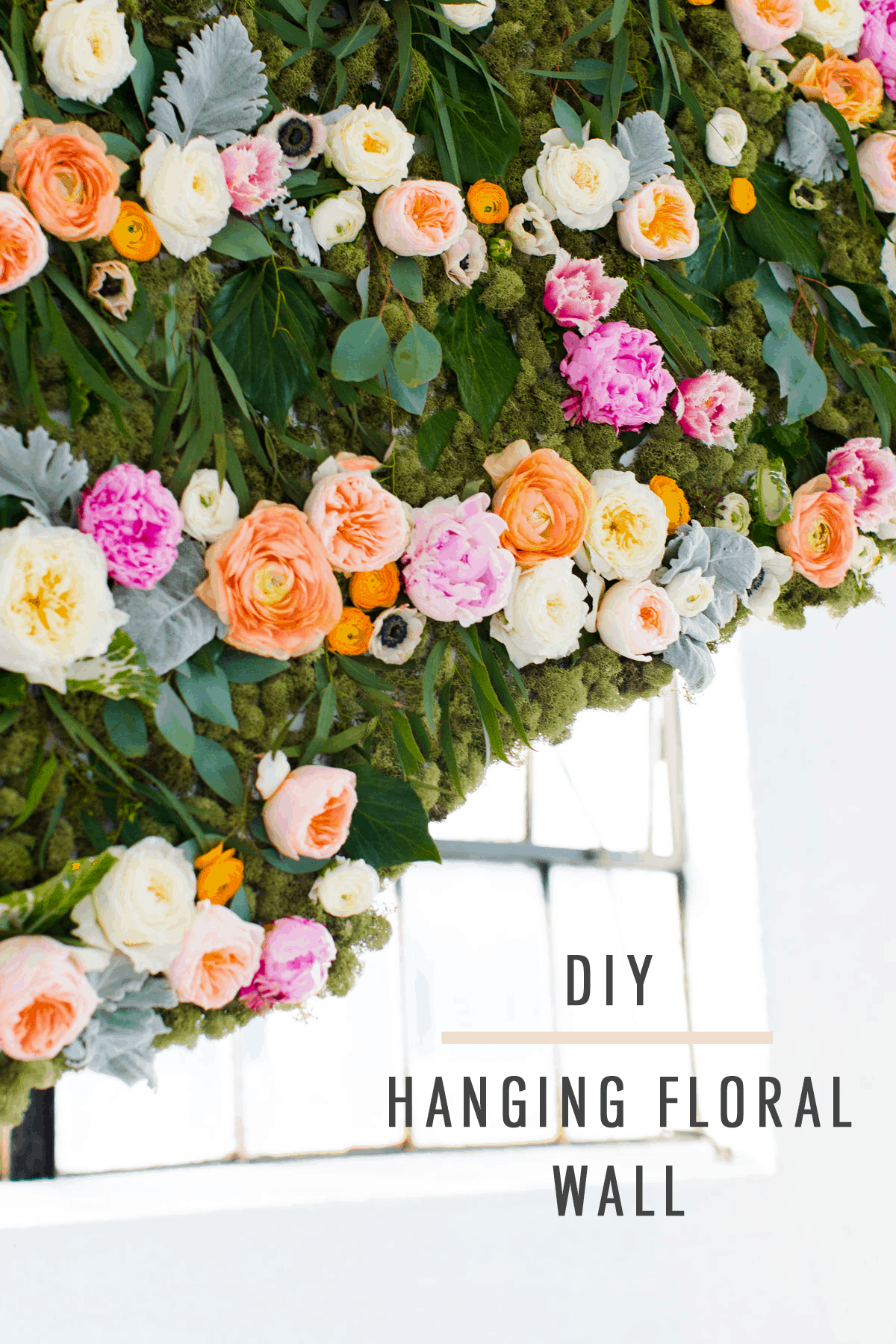 DIY Hanging Flower Wall Installation by Top Houston Lifestyle Blogger Ashley Rose of Sugar & Cloth | #diy #flowerwall #wallhanging #flower #floral #diydecor #backdrop 