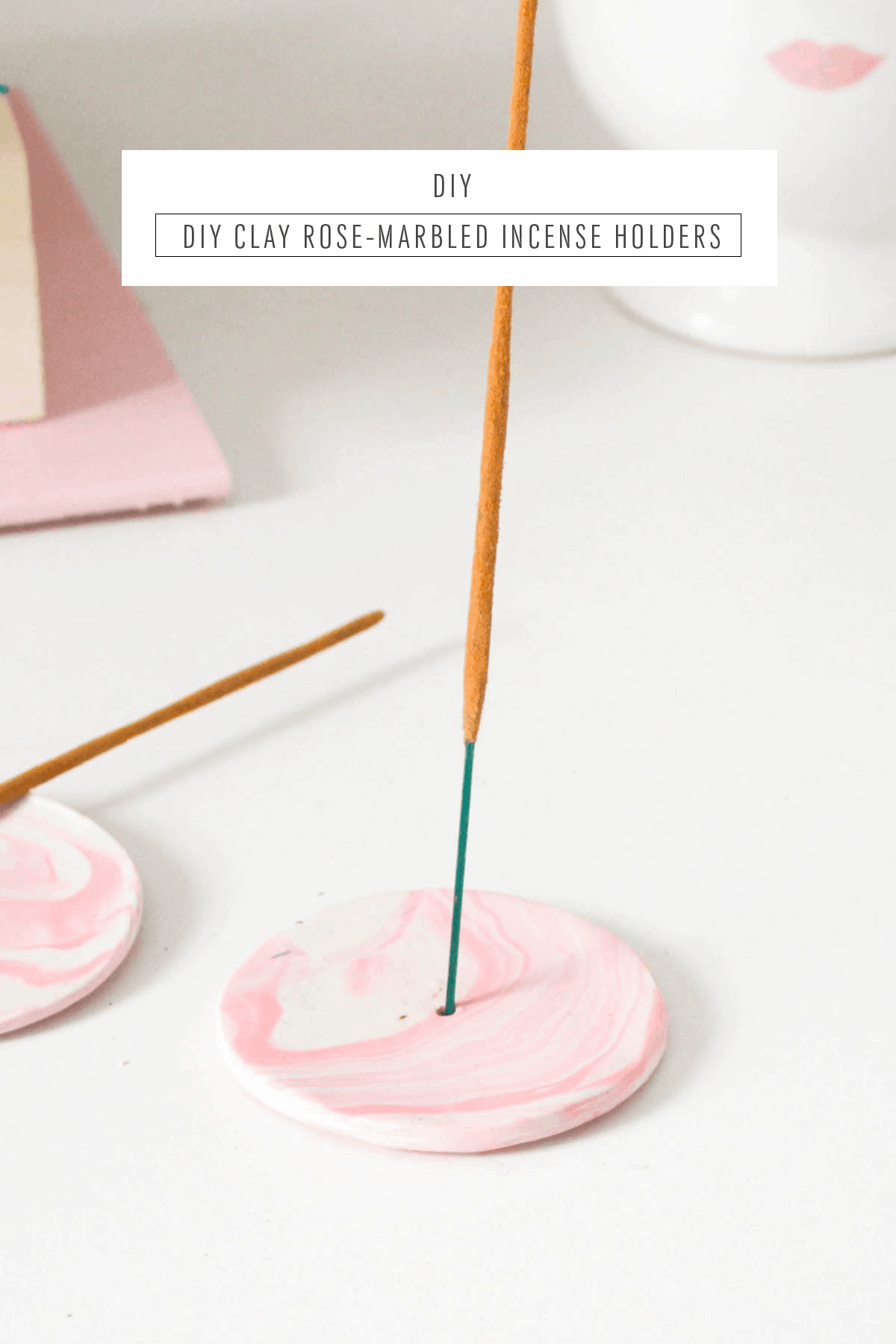 DIY Clay Rose-Marbled Incense Holders by Sugar & Cloth, an award winning DIY blog.