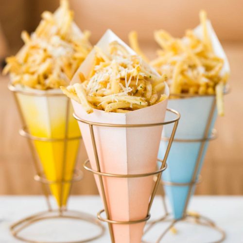 DIY Ombre Fry Stands and Parmesan Garlic Recipe by Ashley Rose of Sugar & Cloth, an award winning DIY blog.