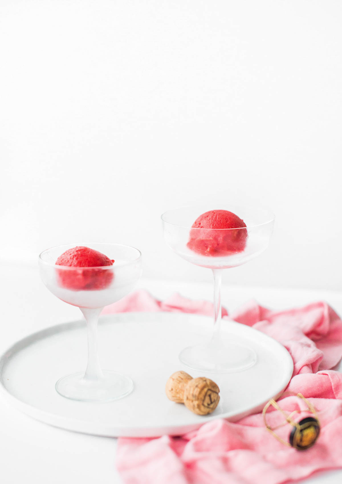 Strawberry and Rose Sorbet Champagne by Sugar & Cloth, an award wining DIY, home decor, and recipes blog.