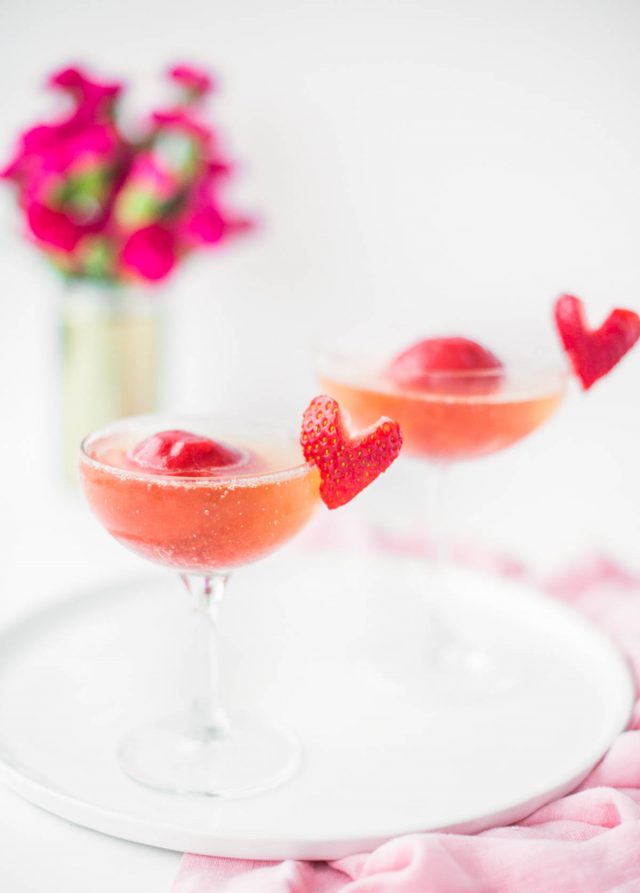 Strawberry & Rose Sorbet Champagne Cocktail Recipe