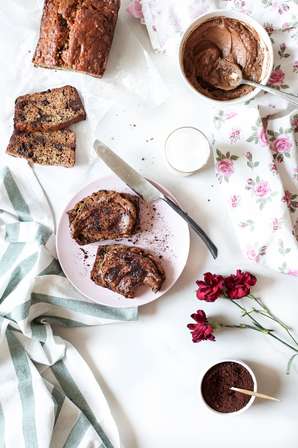 Banana Bread with Whipped Mocha Mascarpone by Sugar & Cloth, an award winning DIY, recipes, and home decor blog.