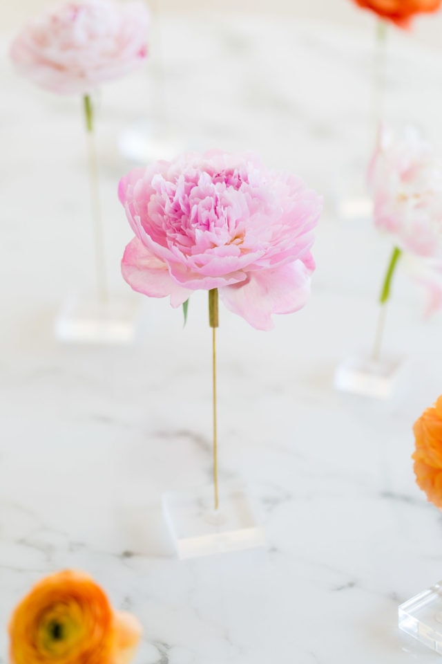 DIY floating flower table display by top Houston lifestyle blogger Ashley Rose of Sugar and Cloth